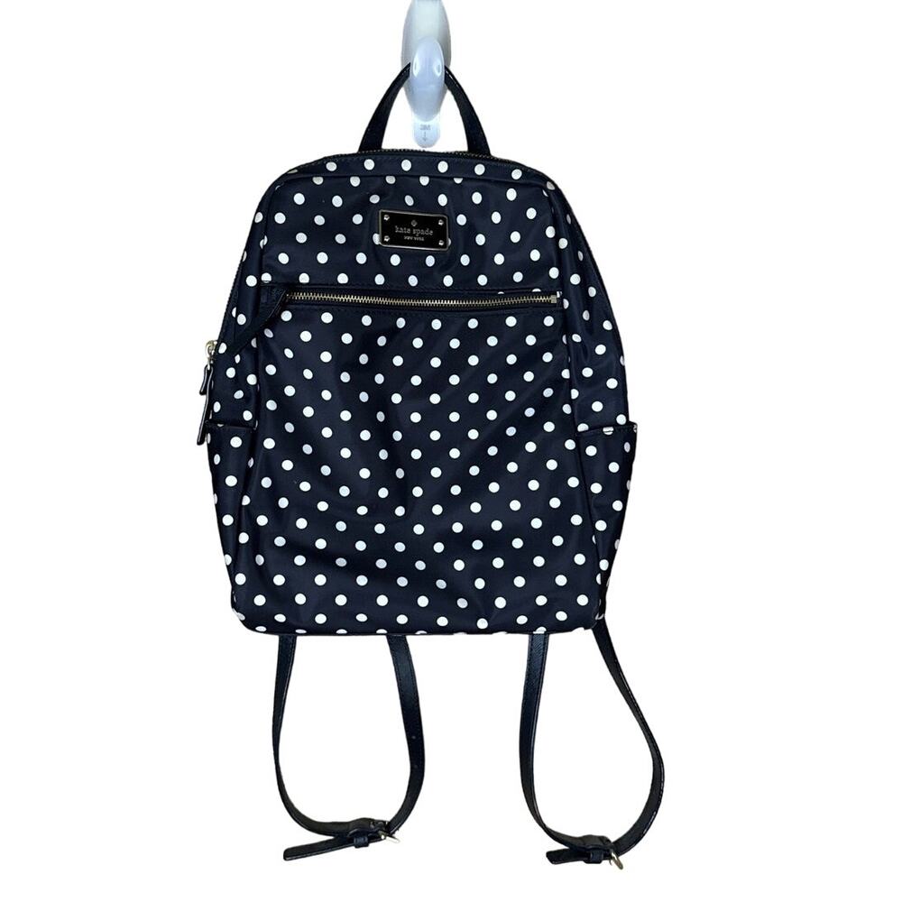 Kate Spade Hilo Blake Avenue Nylon Mini Backpack Purse Diamond Dot Black White